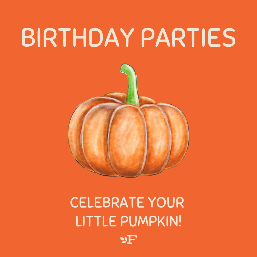 Pumpkin themed birthday parties at Lexington's pumpkin patch